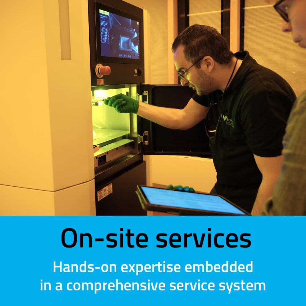 Nanoscribe service expert is working on a Quantum X system