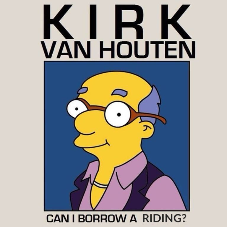 Kirk Van Houten's Can I Borrow a Feeling cassette rape edited to say "Can I borrow a riding?"