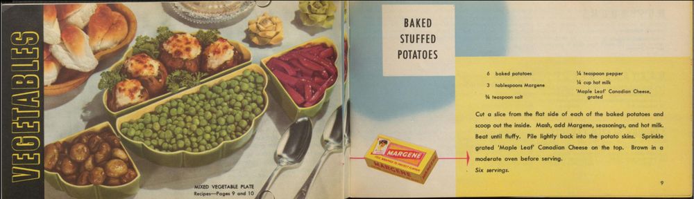 a recipe for "baked stuffed potatoes" from a recipe book about a specific brand of margarine