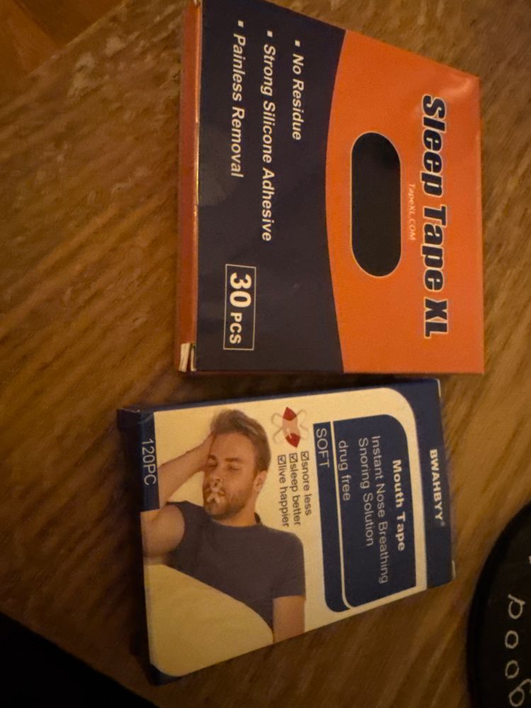 Two different packages of sleeping mouth tape.