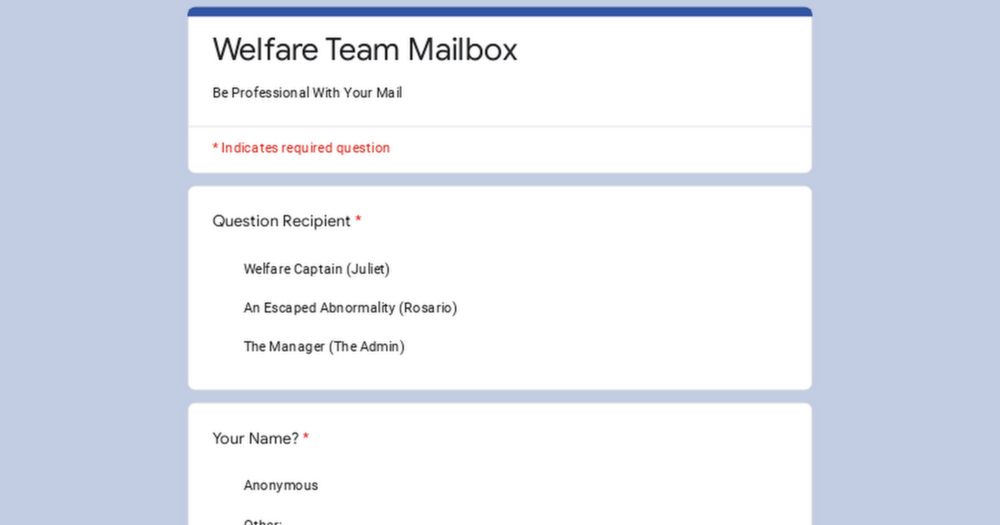 Welfare Team Mailbox