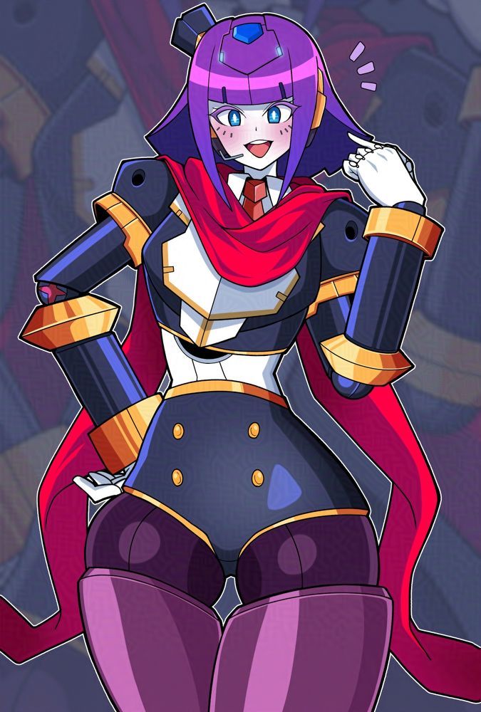 A drawing of Cross staring cheerfully at the viewer, casually placing the back of one hand upon her hip as it juts outwards, with her free hand pointing to her face - as if excited to know she was selected for something.

Contrary to common belief, the "early generation" accords - prototypes who were created before the first generation models were officially unveiled - can still be found roaming about Albrite Industries' main branch. As is to be expected for engineering, the R&D process left many prototypes and necessary failures on the path to success. However, company COO, Lyanna Light, was adamant that they not simply "scrap" the prototype machines, arguing that dismissing the prototypes as "failures" would disqualify the entire company from giving life to machines in the first place. 

According to employees (past and present), Lyanna was resolute in her belief that their every prototype were just as deserving of life as their own creators. This occasionally led to heated arguments and confrontations, as prototype accords with speech irregularities or abnormal behavior proved disruptive in the workplace. One employee recounted an incident during an especially turbulent time in the project, when an especially aggressive prototype was fatally-injured by an agitated security guard, which Lyanna quickly caught wind of. Stories differ on what exactly happened next: the only consistent detail is the guard was seen sobbing hysterically on the front steps by nightfall. He was never seen again afterwards. Lyanna simply tells people "not to worry" when the topic is occasionally brought up again by longtime employees.

To this day, Lyanna keeps the prototype accords in her personal company at Albrite Industries' main branch. Though skeptics might doubt her intentions, some have claimed to see her headpatting some of the prototypes with an uncharacteristic, motherly smile upon her lips...

This piece was a drawing by the phenomenal @Iriomot_aoneko on Twitter!