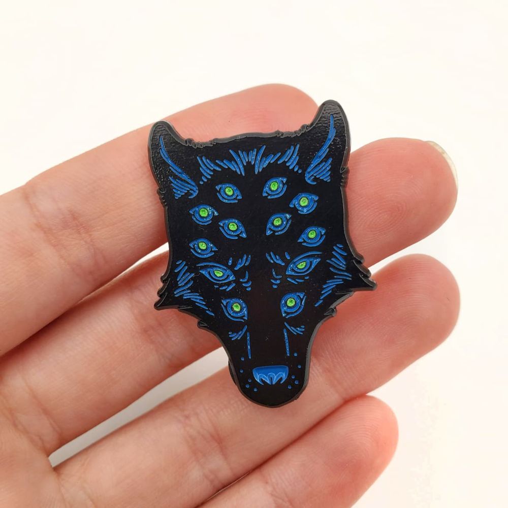 Many-eyed Wolf Dyed Soft Enamel Pin - Shop Aimee Cozza Illustration