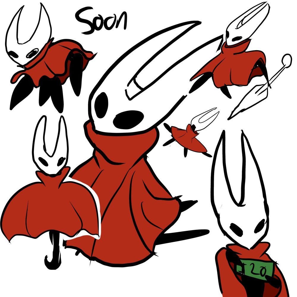 A bunch of random doodles of Hornet from Hollow Knight Silk Song