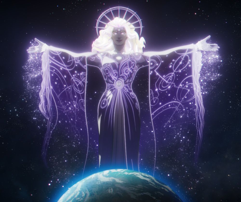 A shot from the What If season 3 trailer where Agatha is astral projecting above the entire earth