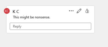 Word comment bubble, from KC (me), saying "This might be nonsense."
