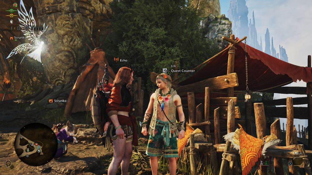 Erik from monster hunter worlds wearing a summer outfit that shows his sexy chest