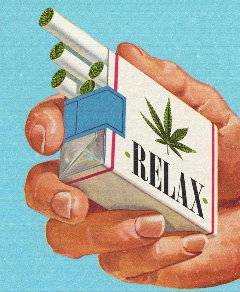 Eine Hand hält eine Schachtel Cannabiszigaretten.