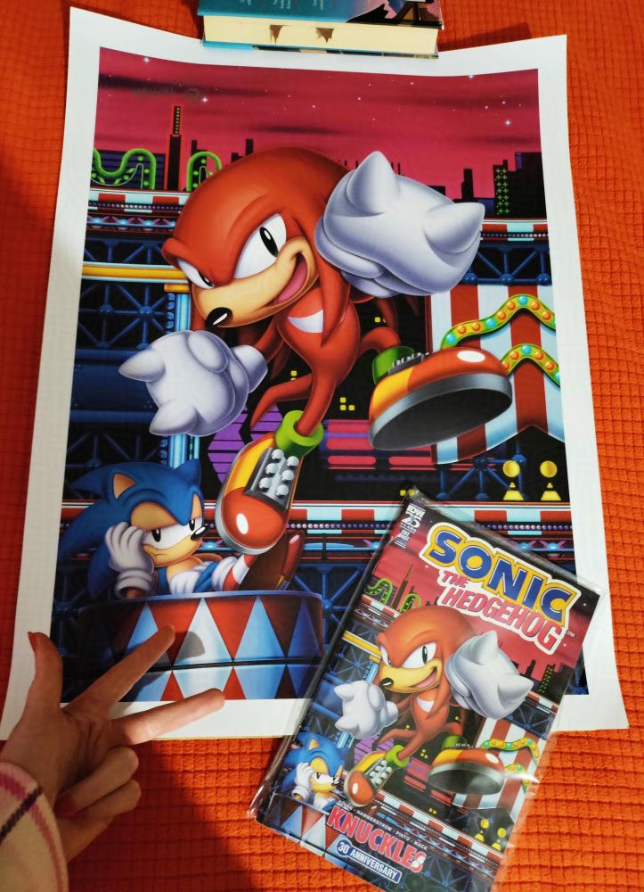 An absolutely massive high quality signed art print of official artist Mark Hughes cover for the Knuckles 30th anniversary comic.
IT'S SO GOOD UUUUUUUGHHHHHHHAMAZING.