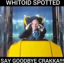 bald man from x men with text "whitoid spotted say goodbye crakka!!!"