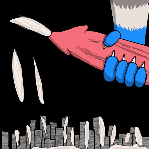 Giant wolf cumming all over a little city