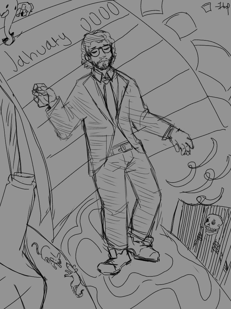 Decently old will wood fanart based on his song half decade hangover