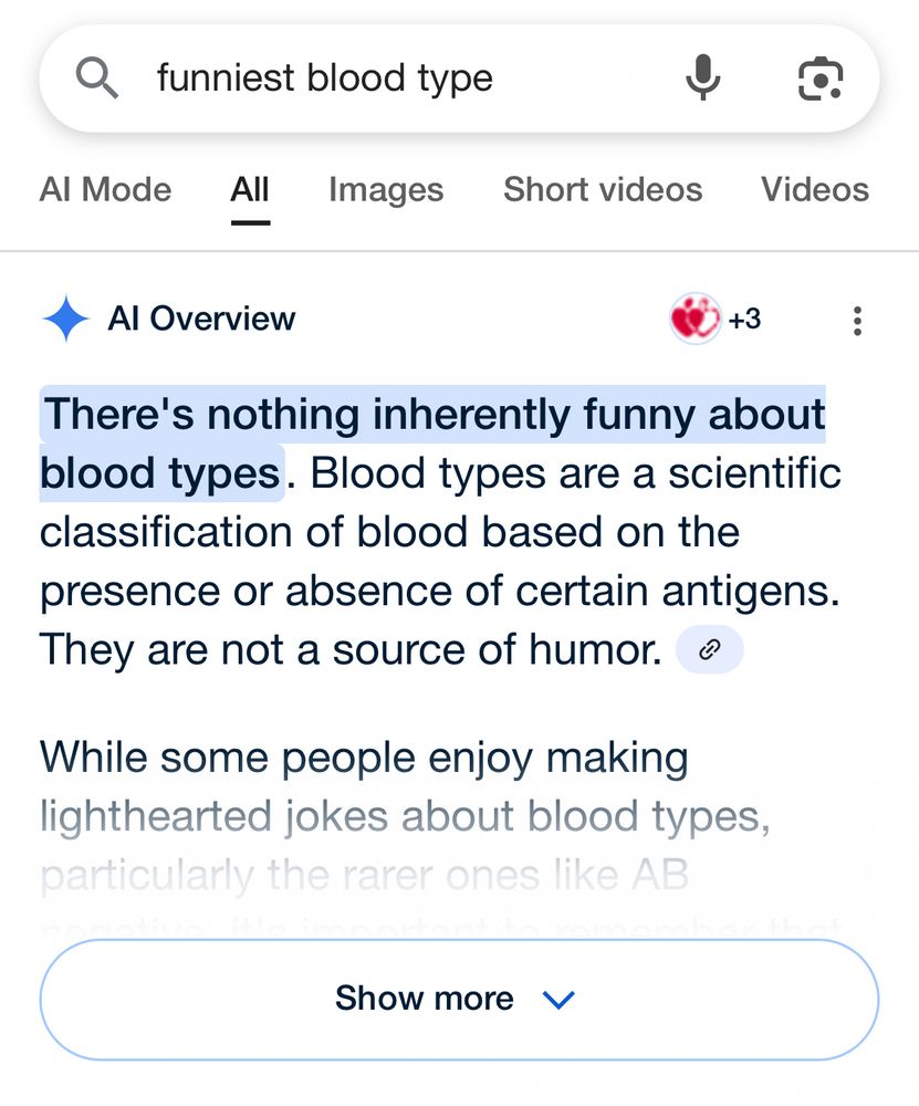 There's nothing inherently funny about blood types