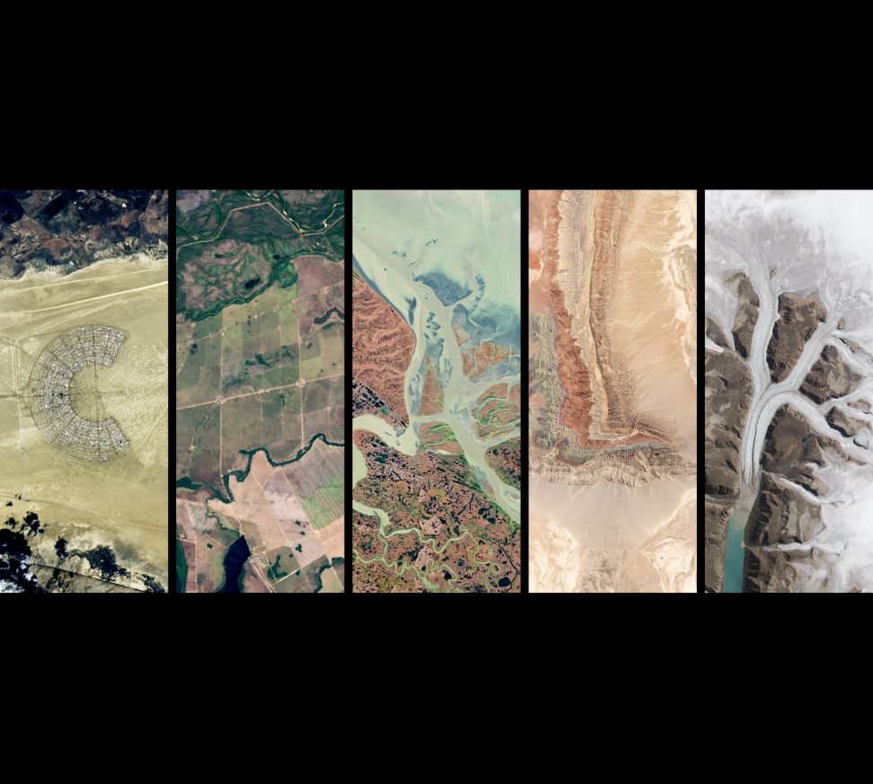 Pictures of satellite images depicting what look like letters, spelling out the name Chalk