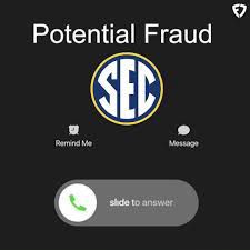 A phone call labeled “Potential Fraud” with the SEC logo
