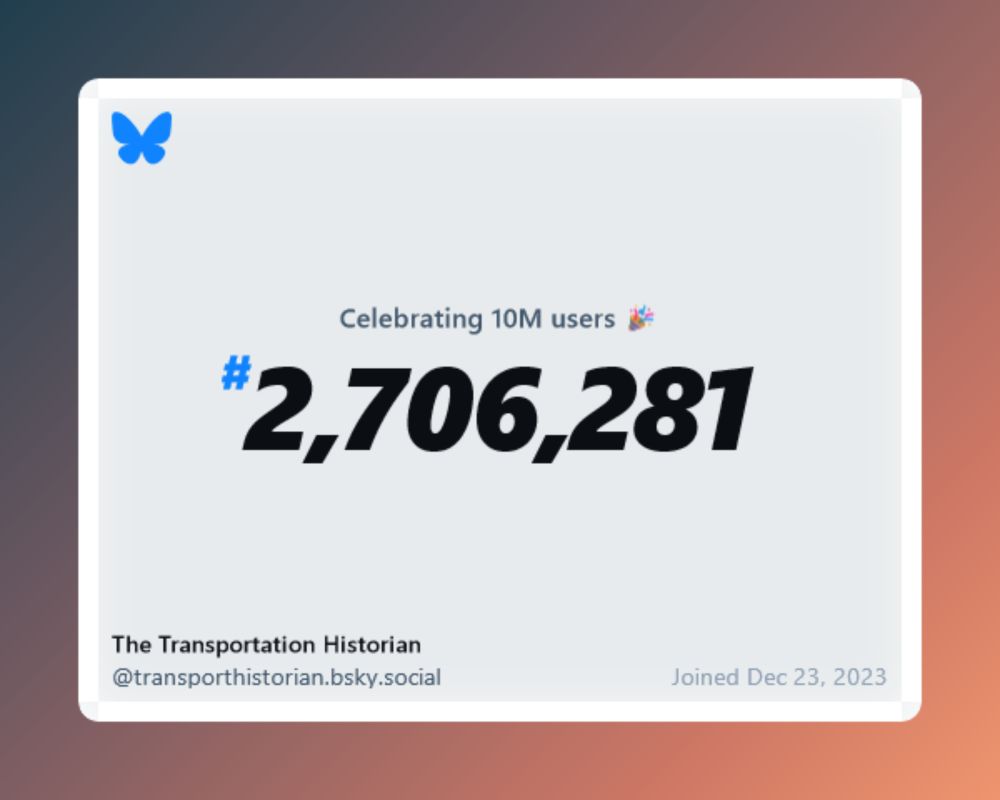 Bluesky now has over 10 million users, and I was #2,706,281.