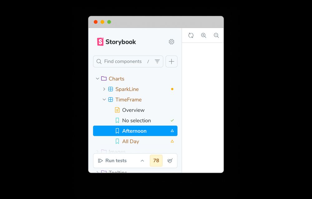 Storybook reports a11y test status in the sidebar