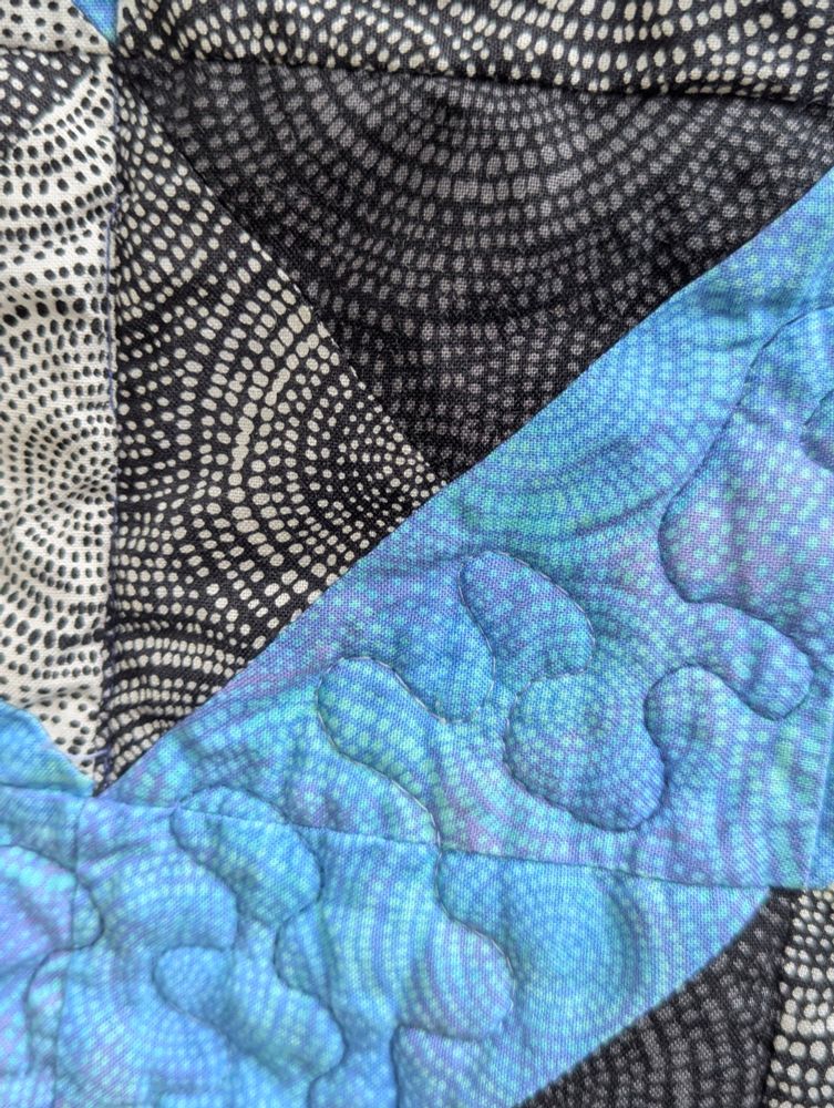 A close up of the quilting from the previous quilt. It has some nice squiggles. 