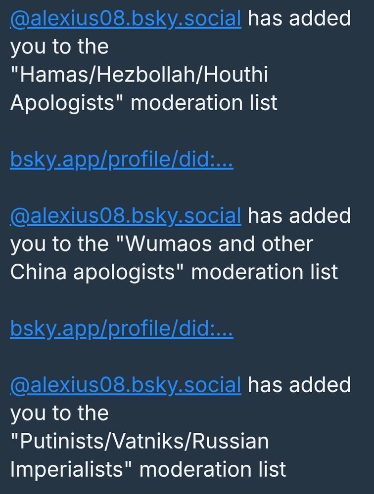 Screenshot of some cunt who's put me on 3 different fucking stupid lists 