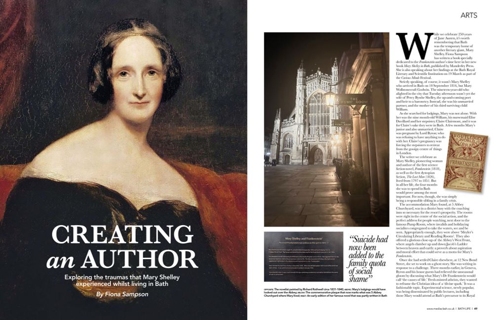 We are delighted to feature in the new edition of Bath Life Magazine - and can’t wait for next week’s Mary Shelley event at the @brlsi.bsky.social as part of @curiousminds.org.uk festival. Tix here - do join us! tinyurl.com/mr2h5en5