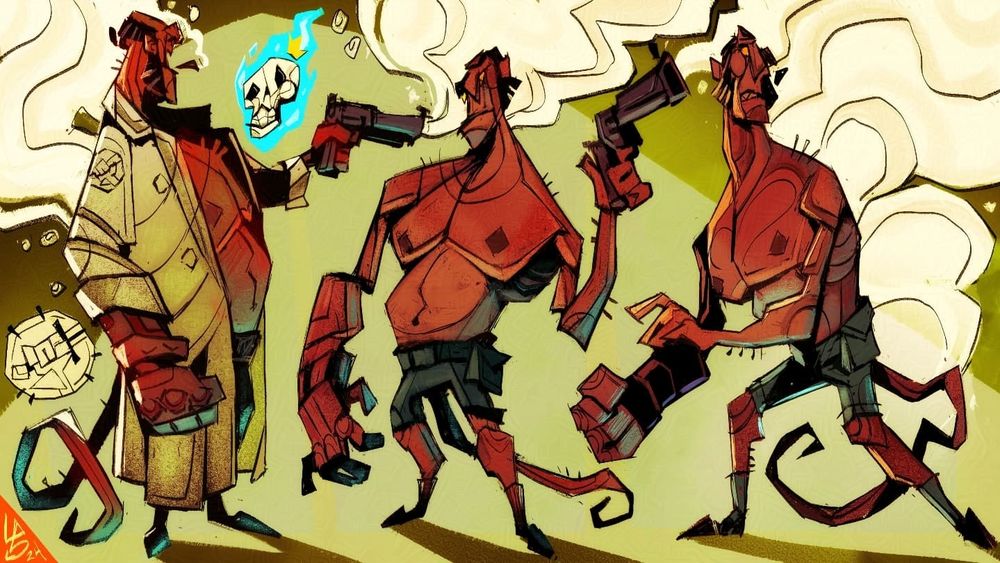 Various poses of Hellboy 