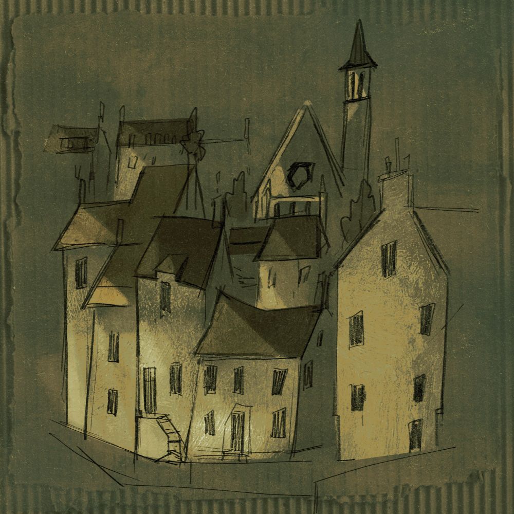 Doodle/sketch of various houses