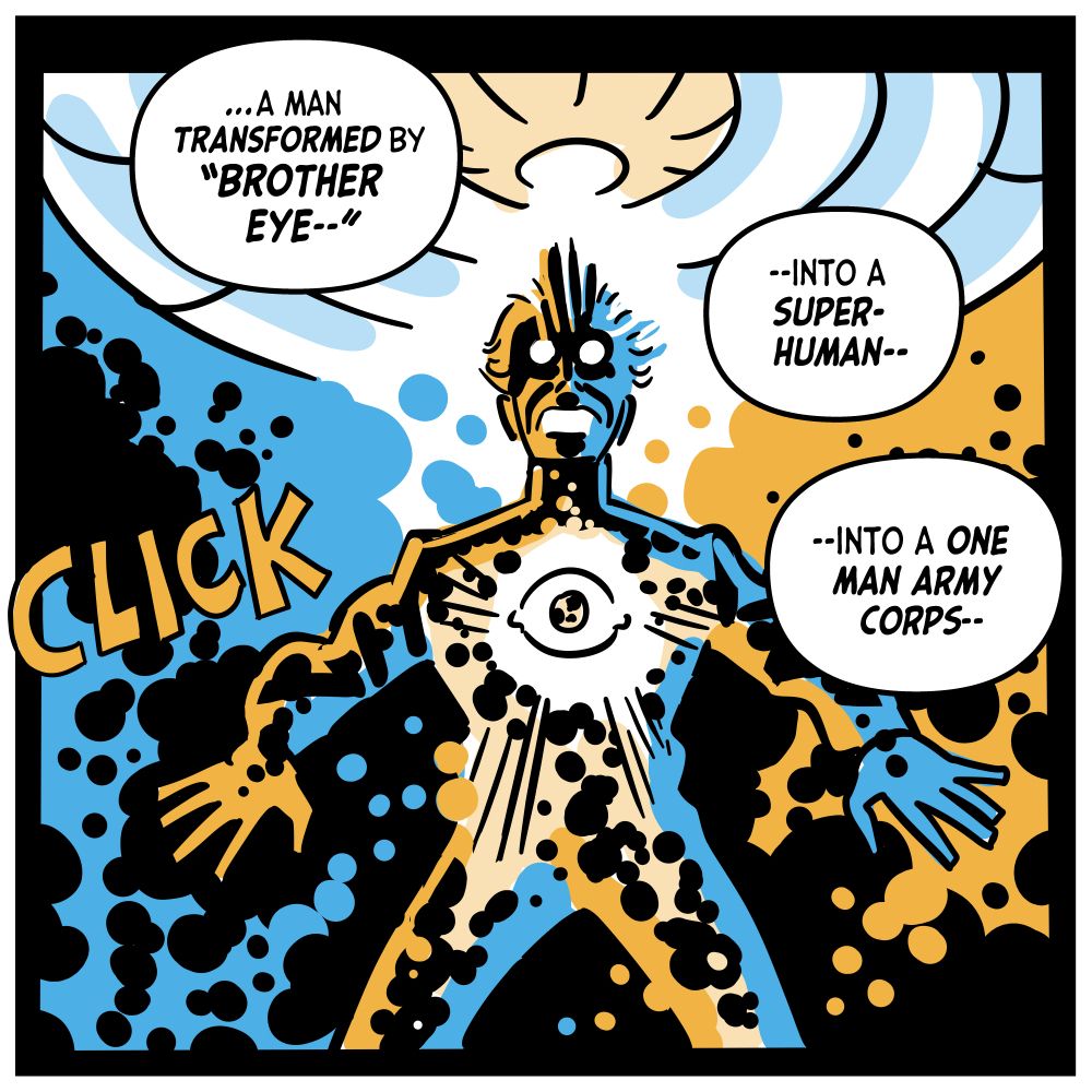 ...meets Jack Kirby's OMAC. 