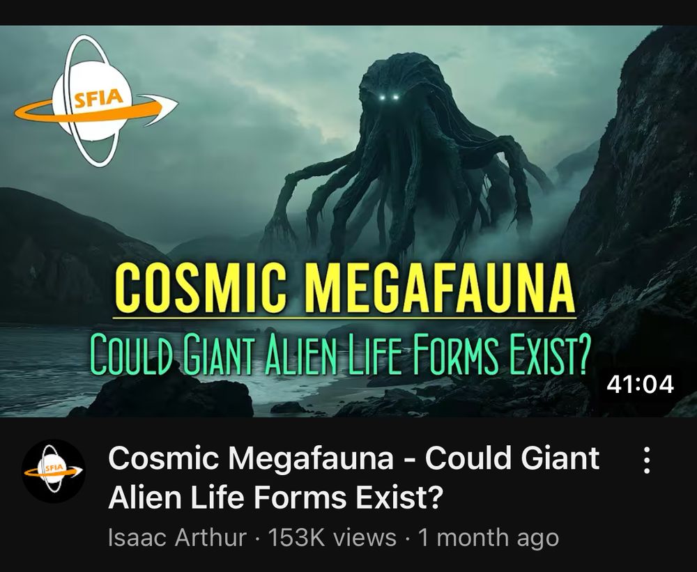 YouTube thumbnail for a video titled: "Cosmic Megafauna - Could Giant Alien Life Forms Exist?"