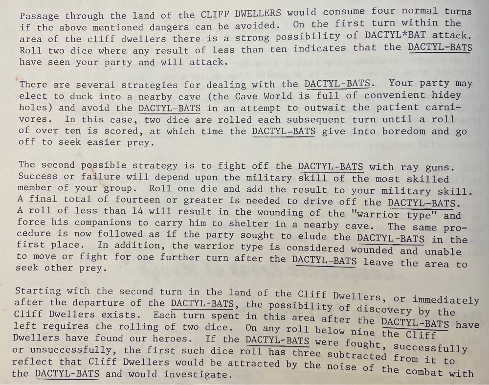 The rules for handling the dactyl-bat encounter.