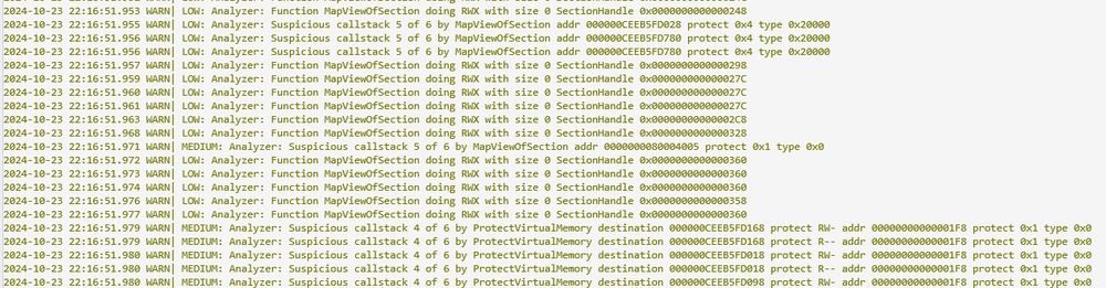 screenshot of rededr with analyzed notepad.exe events showing many results