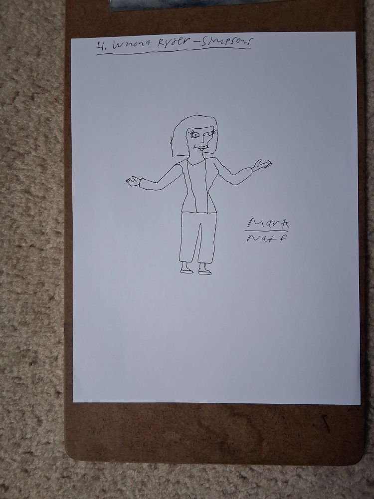 Winona Ryder drawn as a Simpsons character.