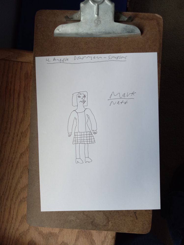 Angela Dohrmann drawn as a Simpsons character.