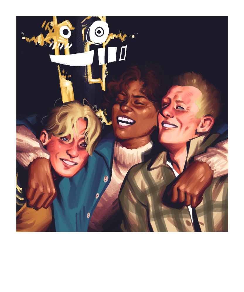 The boys of the New Mutants: Doug, Warlock, Roberto and Sam (from left to right) in a cute photo on a night out!