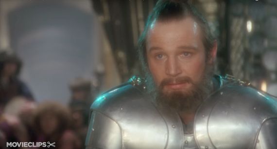 Liam Neeson as a young tin man in Excalibur
