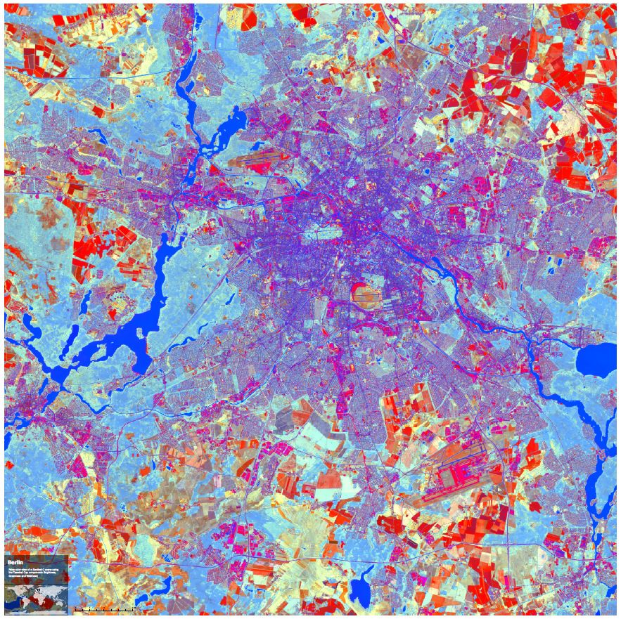 False color view of a Sentinel-2 Scene showing Berlin