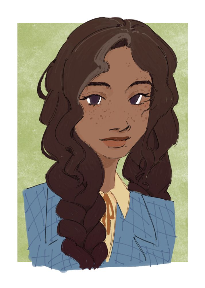 bust illustration of flo (an original character of cheroid’s on artfight). 