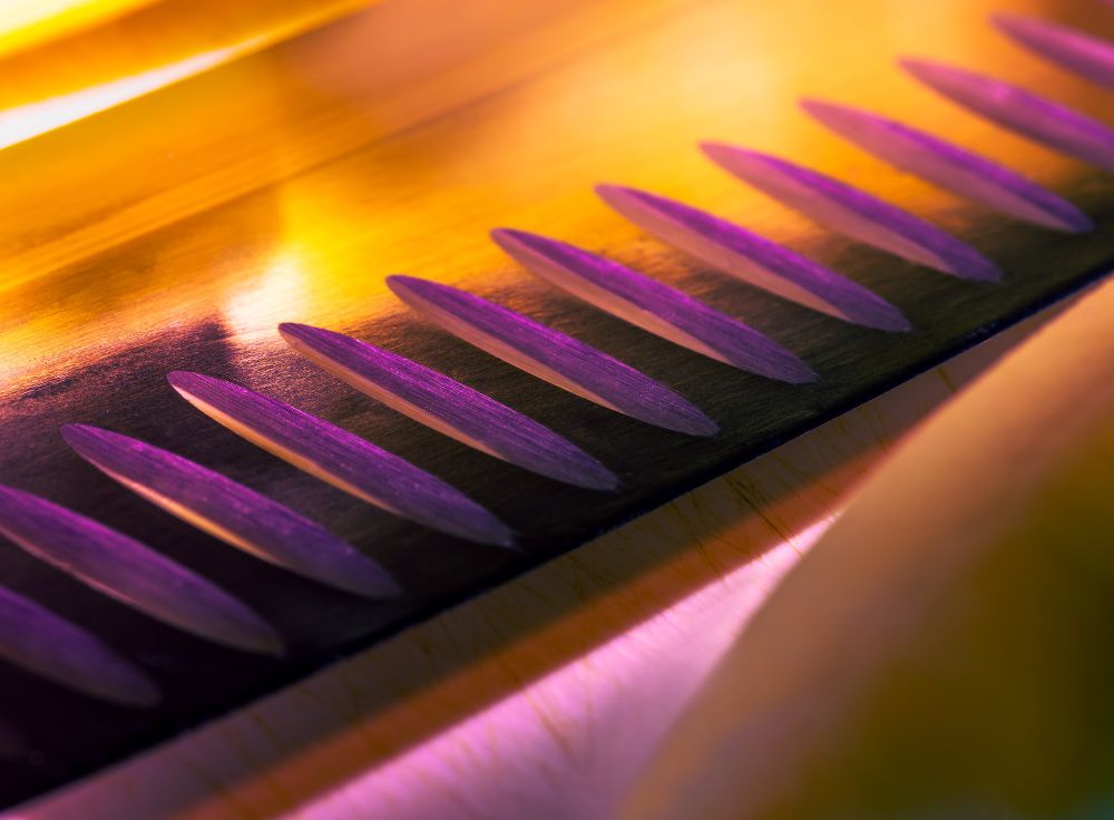 Close up abstract photo of a kitchen knife. 