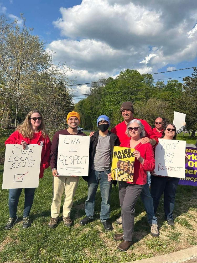 I’m outside on the picket line with CWA 1120 members in Poughkeepsie. 