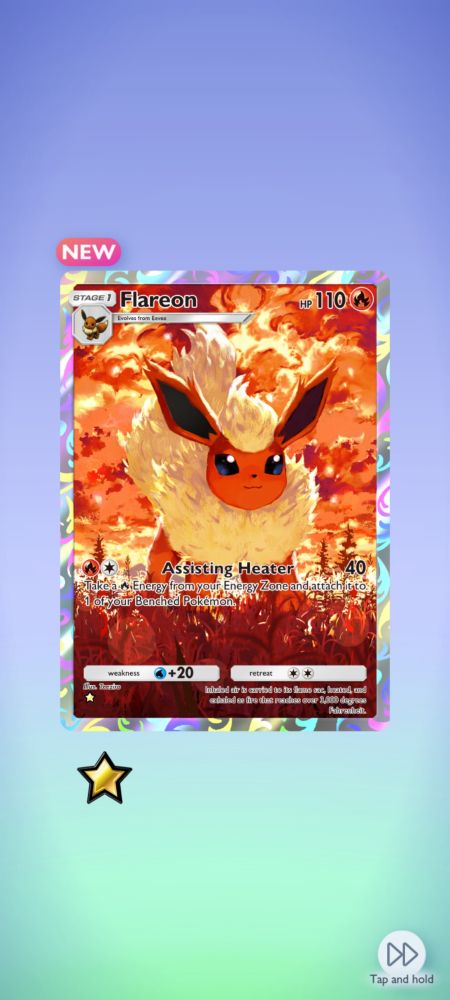 Full-Art Flareon from the new set in TCGP