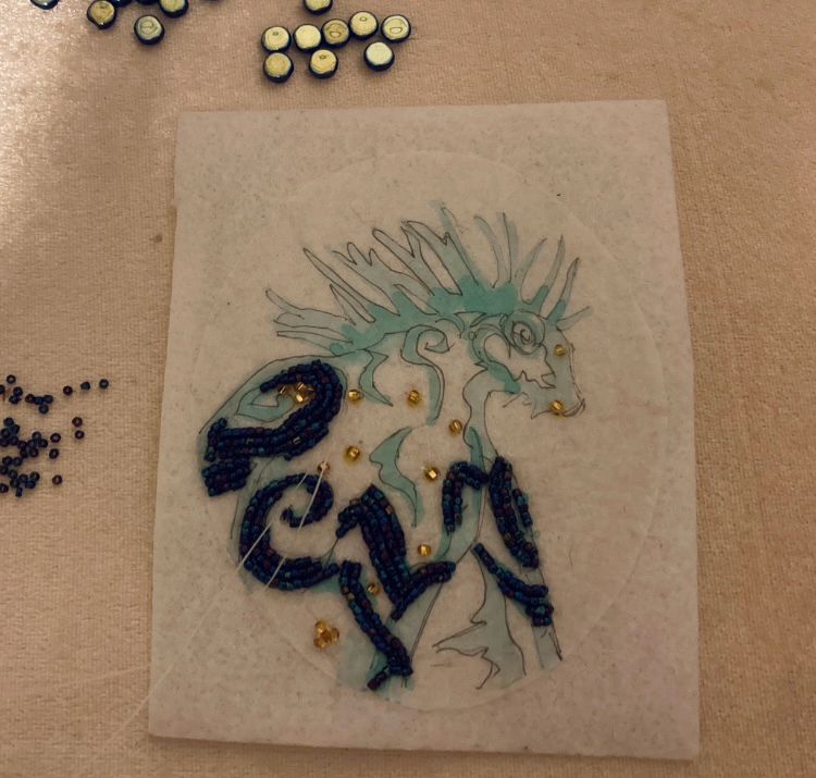 Work in progress beadwork of the Night Walker from Princess Mononoke. 