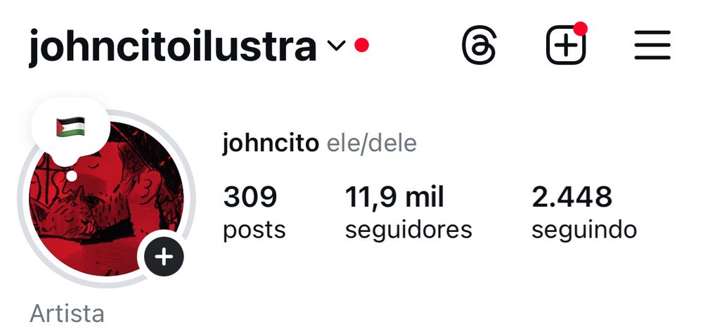 captura de tela mostrando os números da rede ao lado do @johncitoilustra