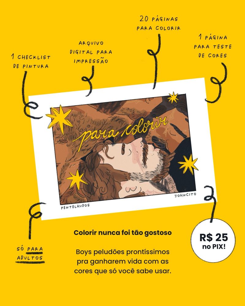 Card de venda do livro para colorir pentelhudos, 25 reais no pix.