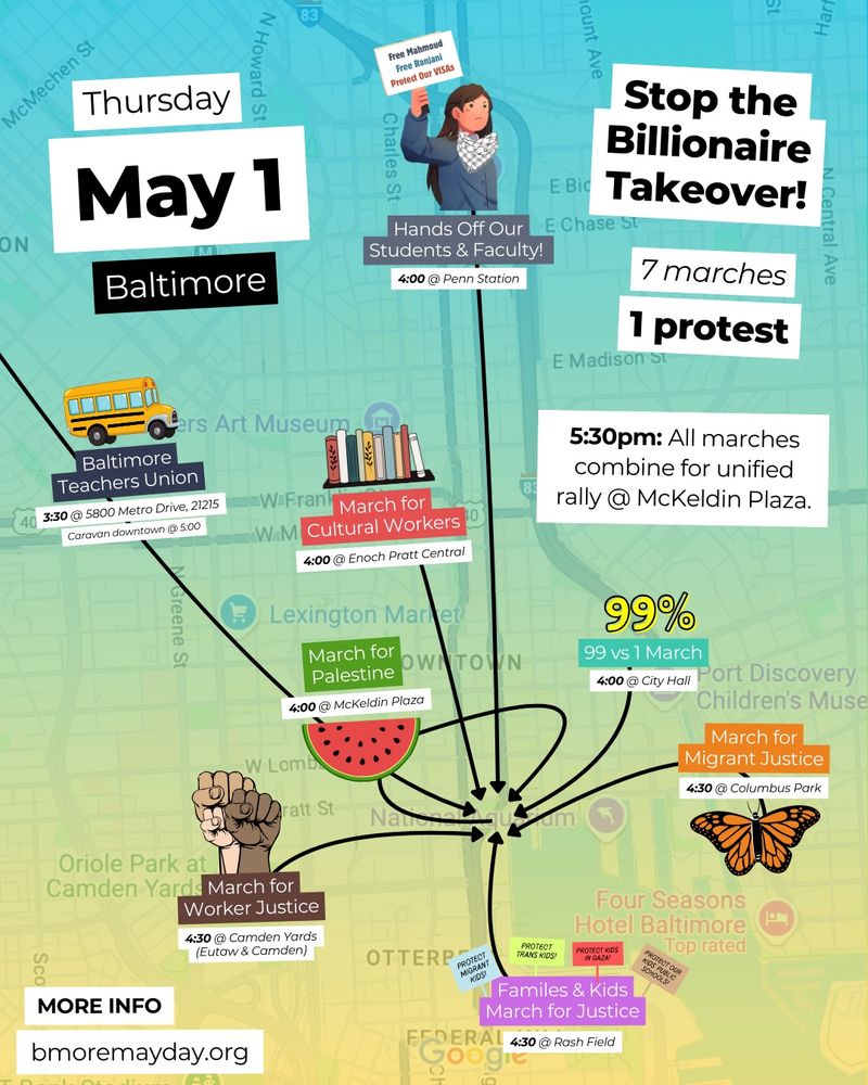 A map showing the locations of the marches from previous slide