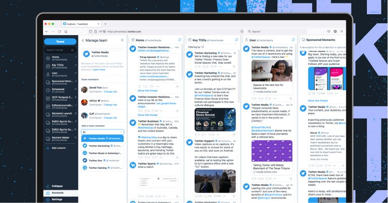Old twitter 2014 deck version with multiple timelines 