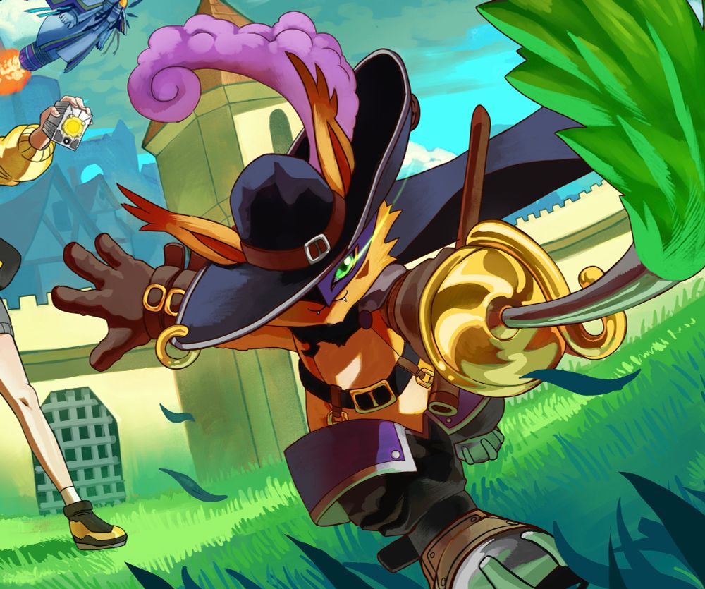 A closeup of Nyabootmon charging forward with his sword drawn. It’s a cat toy on the end of it! 