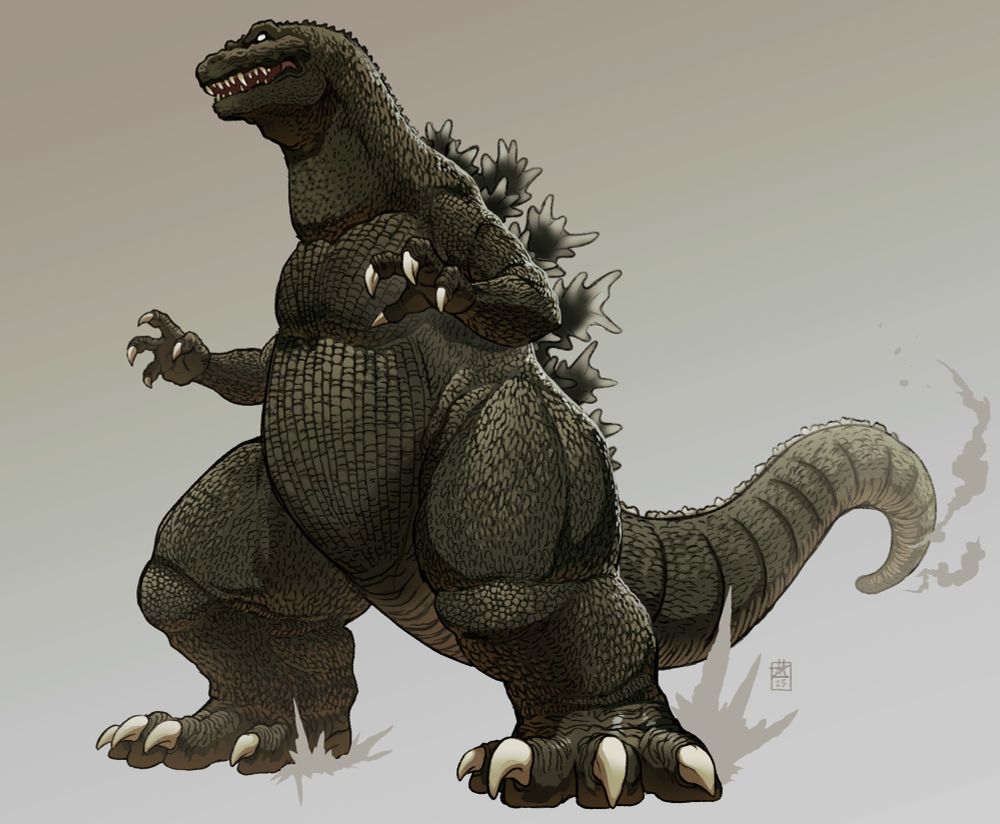 Illustration of Godzilla as he appeared in GMK (2001)