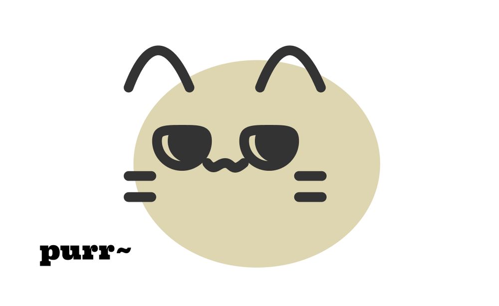 抽象化された猫。purrと喉を鳴らしている。