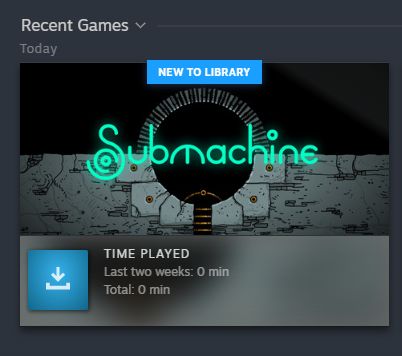 Screenshot from my Steam library. It shows the escape game saga "Submachine: Legacy" as new to library. Freshly purchased.
