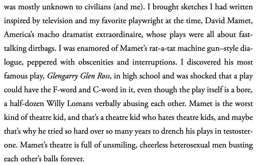 A screenshot from my memoir, 'Theatre Kids' 