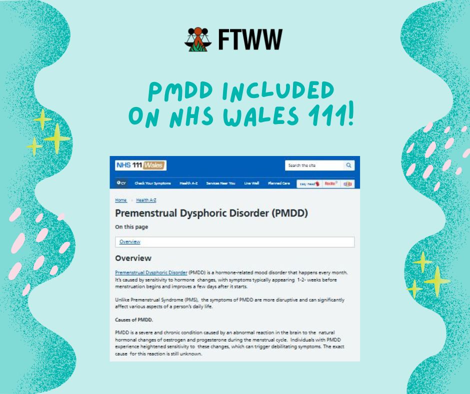 a screenshot of the NHS Wales 111 website's PMDD page